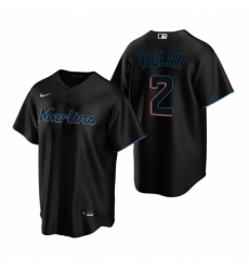 Men's Nike Miami Marlins #2 Jonathan Villar Black Alternate Stitched Baseball Jersey