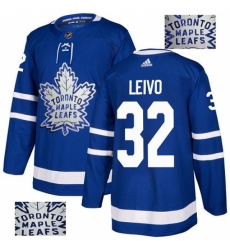 Men's Adidas Toronto Maple Leafs #32 Josh Leivo Authentic Royal Blue Fashion Gold NHL Jersey
