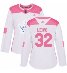 Women's Adidas Toronto Maple Leafs #32 Josh Leivo Authentic White/Pink Fashion NHL Jersey