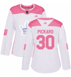 Women's Adidas Toronto Maple Leafs #30 Calvin Pickard Authentic White Pink Fashion NHL Jersey