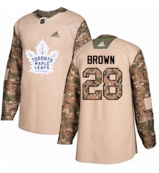 Youth Adidas Toronto Maple Leafs #28 Connor Brown Authentic Camo Veterans Day Practice NHL Jersey