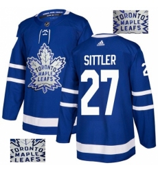 Men's Adidas Toronto Maple Leafs #27 Darryl Sittler Authentic Royal Blue Fashion Gold NHL Jersey