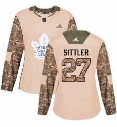 Women's Adidas Toronto Maple Leafs #27 Darryl Sittler Authentic Camo Veterans Day Practice NHL Jersey