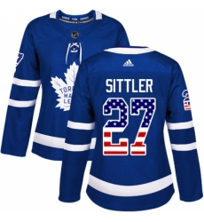 Women's Adidas Toronto Maple Leafs #27 Darryl Sittler Authentic Royal Blue USA Flag Fashion NHL Jersey