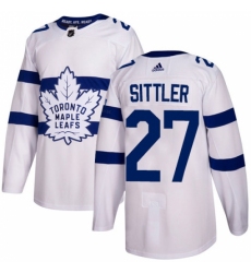 Youth Adidas Toronto Maple Leafs #27 Darryl Sittler Authentic White 2018 Stadium Series NHL Jersey