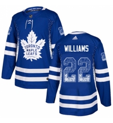 Men's Adidas Toronto Maple Leafs #22 Tiger Williams Authentic Blue Drift Fashion NHL Jersey