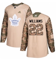 Men's Adidas Toronto Maple Leafs #22 Tiger Williams Authentic Camo Veterans Day Practice NHL Jersey