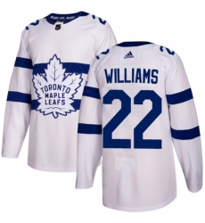 Youth Adidas Toronto Maple Leafs #22 Tiger Williams Authentic White 2018 Stadium Series NHL Jersey
