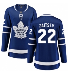 Women's Toronto Maple Leafs #22 Nikita Zaitsev Fanatics Branded Royal Blue Home Breakaway NHL Jersey