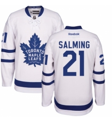 Men's Reebok Toronto Maple Leafs #21 Borje Salming Authentic White Away NHL Jersey