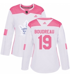 Women's Adidas Toronto Maple Leafs #19 Bruce Boudreau Authentic White/Pink Fashion NHL Jersey
