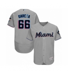 Men's Miami Marlins #66 Jarlin Garcia Grey Road Flex Base Authentic Collection Baseball Player Jersey