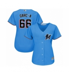 Women's Miami Marlins #66 Jarlin Garcia Authentic Blue Alternate 1 Cool Base Baseball Player Jersey