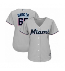 Women's Miami Marlins #66 Jarlin Garcia Authentic Grey Road Cool Base Baseball Player Jersey