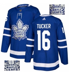 Men's Adidas Toronto Maple Leafs #16 Darcy Tucker Authentic Royal Blue Fashion Gold NHL Jersey
