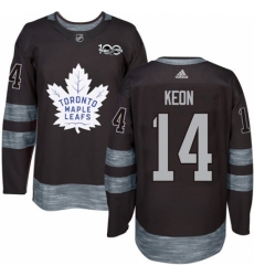 Men's Adidas Toronto Maple Leafs #14 Dave Keon Authentic Black 1917-2017 100th Anniversary NHL Jersey