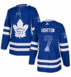 Men's Adidas Toronto Maple Leafs #7 Tim Horton Authentic Blue Drift Fashion NHL Jersey