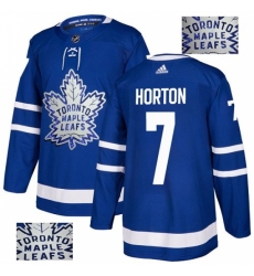 Men's Adidas Toronto Maple Leafs #7 Tim Horton Authentic Royal Blue Fashion Gold NHL Jersey