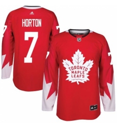 Men's Adidas Toronto Maple Leafs #7 Tim Horton Premier Red Alternate NHL Jersey