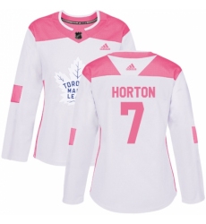 Women's Adidas Toronto Maple Leafs #7 Tim Horton Authentic White/Pink Fashion NHL Jersey