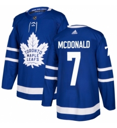 Men's Adidas Toronto Maple Leafs #7 Lanny McDonald Authentic Royal Blue Home NHL Jersey