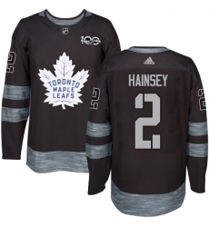 Men's Adidas Toronto Maple Leafs #2 Ron Hainsey Authentic Black 1917-2017 100th Anniversary NHL Jersey