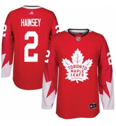 Men's Adidas Toronto Maple Leafs #2 Ron Hainsey Authentic Red Alternate NHL Jersey