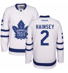 Men's Reebok Toronto Maple Leafs #2 Ron Hainsey Authentic White Away NHL Jersey