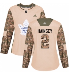 Women's Adidas Toronto Maple Leafs #2 Ron Hainsey Authentic Camo Veterans Day Practice NHL Jersey