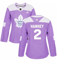 Women's Adidas Toronto Maple Leafs #2 Ron Hainsey Authentic Purple Fights Cancer Practice NHL Jersey