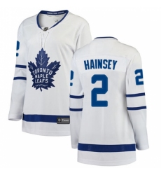 Women's Toronto Maple Leafs #2 Ron Hainsey Authentic White Away Fanatics Branded Breakaway NHL Jersey