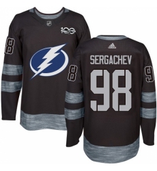 Men's Adidas Tampa Bay Lightning #98 Mikhail Sergachev Authentic Black 1917-2017 100th Anniversary NHL Jersey