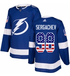 Men's Adidas Tampa Bay Lightning #98 Mikhail Sergachev Authentic Blue USA Flag Fashion NHL Jersey