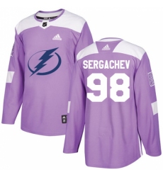 Men's Adidas Tampa Bay Lightning #98 Mikhail Sergachev Authentic Purple Fights Cancer Practice NHL Jersey