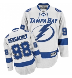 Men's Reebok Tampa Bay Lightning #98 Mikhail Sergachev Authentic White Away NHL Jersey
