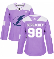 Women's Adidas Tampa Bay Lightning #98 Mikhail Sergachev Authentic Purple Fights Cancer Practice NHL Jersey