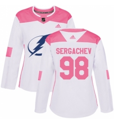 Women's Adidas Tampa Bay Lightning #98 Mikhail Sergachev Authentic White/Pink Fashion NHL Jersey