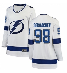 Women's Tampa Bay Lightning #98 Mikhail Sergachev Fanatics Branded White Away Breakaway NHL Jersey