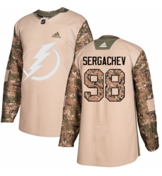 Youth Adidas Tampa Bay Lightning #98 Mikhail Sergachev Authentic Camo Veterans Day Practice NHL Jersey