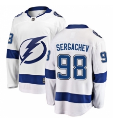 Youth Tampa Bay Lightning #98 Mikhail Sergachev Fanatics Branded White Away Breakaway NHL Jersey