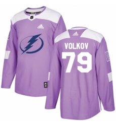 Men's Adidas Tampa Bay Lightning #79 Alexander Volkov Authentic Purple Fights Cancer Practice NHL Jersey