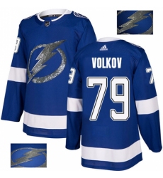 Men's Adidas Tampa Bay Lightning #79 Alexander Volkov Authentic Royal Blue Fashion Gold NHL Jersey