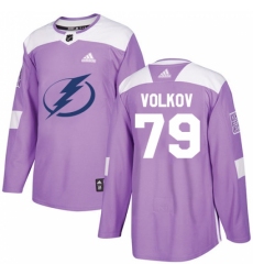 Youth Adidas Tampa Bay Lightning #79 Alexander Volkov Authentic Purple Fights Cancer Practice NHL Jersey