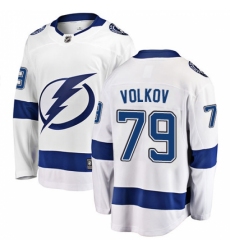 Youth Tampa Bay Lightning #79 Alexander Volkov Fanatics Branded White Away Breakaway NHL Jersey