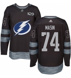 Men's Adidas Tampa Bay Lightning #74 Dominik Masin Authentic Black 1917-2017 100th Anniversary NHL Jersey