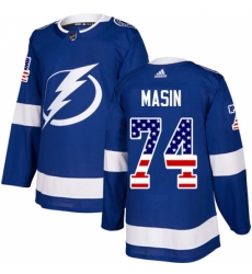 Men's Adidas Tampa Bay Lightning #74 Dominik Masin Authentic Blue USA Flag Fashion NHL Jersey