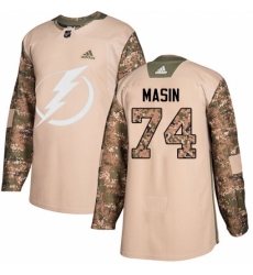 Men's Adidas Tampa Bay Lightning #74 Dominik Masin Authentic Camo Veterans Day Practice NHL Jersey