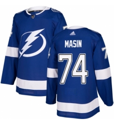 Men's Adidas Tampa Bay Lightning #74 Dominik Masin Authentic Royal Blue Home NHL Jersey