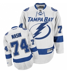 Men's Reebok Tampa Bay Lightning #74 Dominik Masin Authentic White Away NHL Jersey