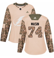 Women's Adidas Tampa Bay Lightning #74 Dominik Masin Authentic Camo Veterans Day Practice NHL Jersey